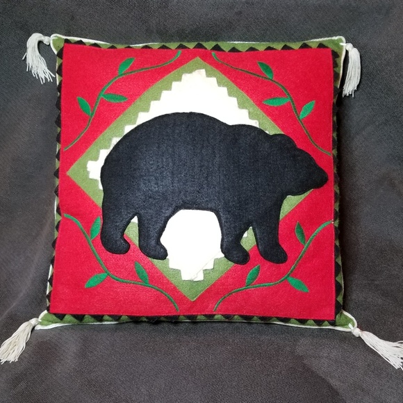 Holiday Wool Felt Black Bear Pillow Poshmark